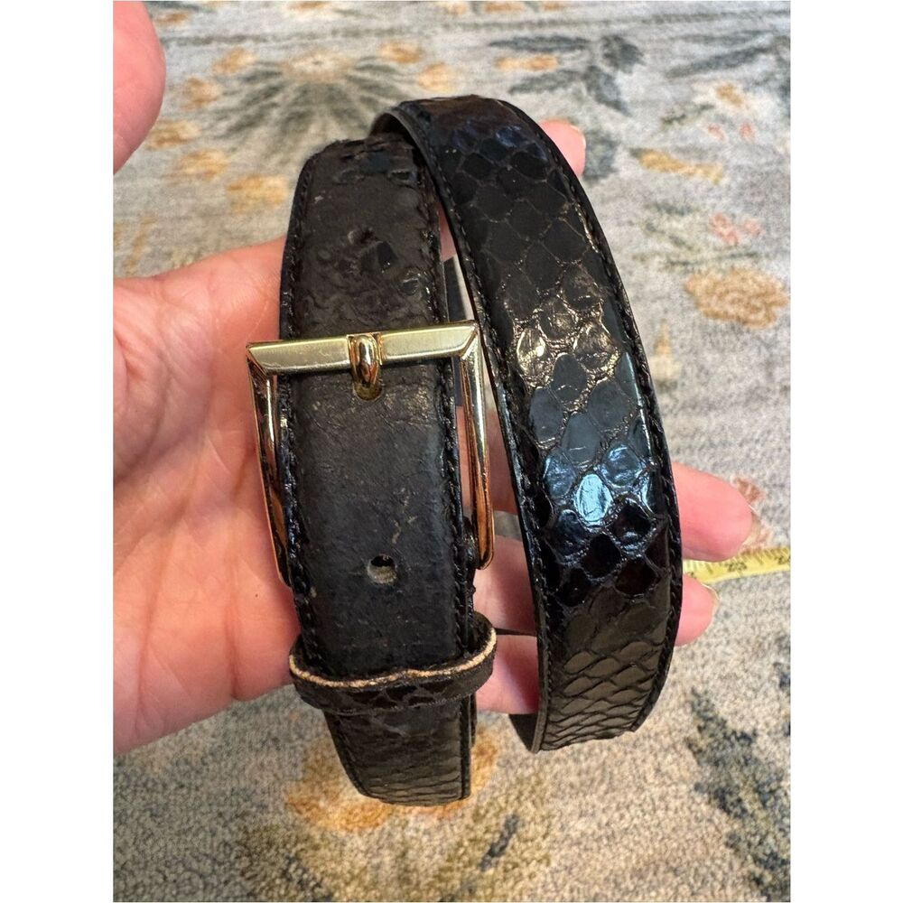 Genuine snakeskin Leather Black Belt 38 Vintage Flaw Alfani